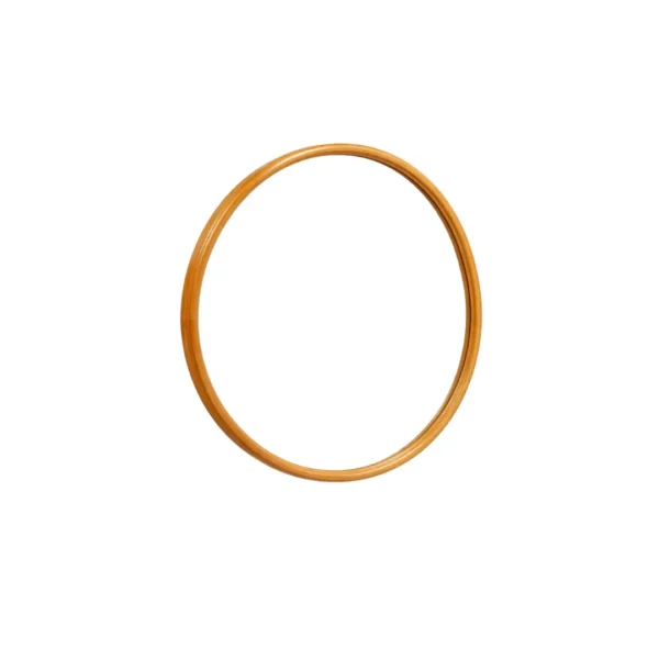 Cermin kayu minimalis Haru berbentuk bulat dengan bingkai kayu natural untuk dekorasi interior modern