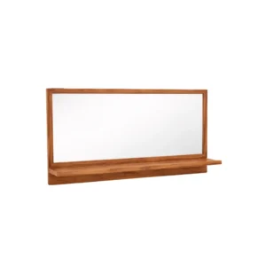 Cermin kayu minimalis Marrion dengan rak kayu multifungsi dan desain horizontal modern untuk dekorasi interior rumah