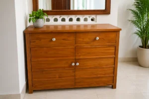 Credenza minimalis lemari laci bahan kayu jati solid