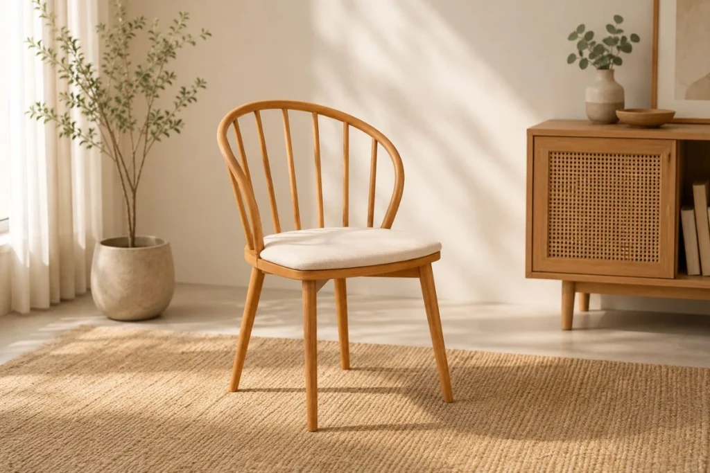 Kursi makan minimalis kayu jati solid tipe Ives oleh Arruma Living