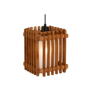 Lampu gantung kayu minimalis Valentine dengan desain modern warna natural untuk interior ruang makan dan ruang tamu