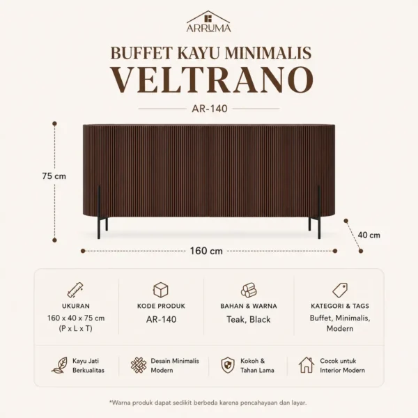 Infografis Ukuran Buffet Kayu Minimalis Veltrano