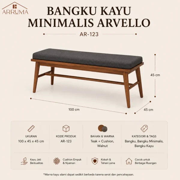 Bangku Kayu Minimalis Arvello