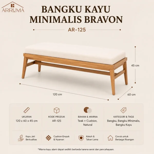 Bangku Kayu Minimalis Bravon