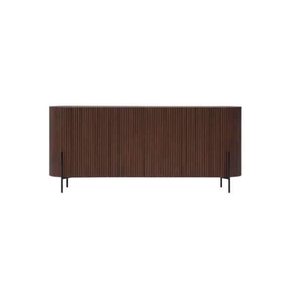 buffet-kayu-minimalis-veltrano-modern Buffet kayu minimalis Veltrano dengan detail bilah kayu vertikal dan kaki besi hitam untuk interior modern