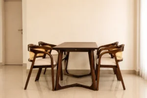Dining set kayu jati solid minimalis custom untuk ruang makan modern